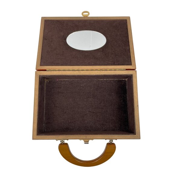 Vintage Anton Pieck Box Purse With Lucite Handle & New Orleans Scene - Picture 7 of 11